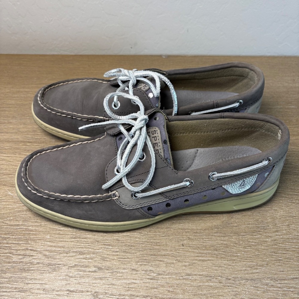 Sperry Top-Sider Loafers Womens 9M Graphite Metallic Dot Boat Deck Shoe STS90140